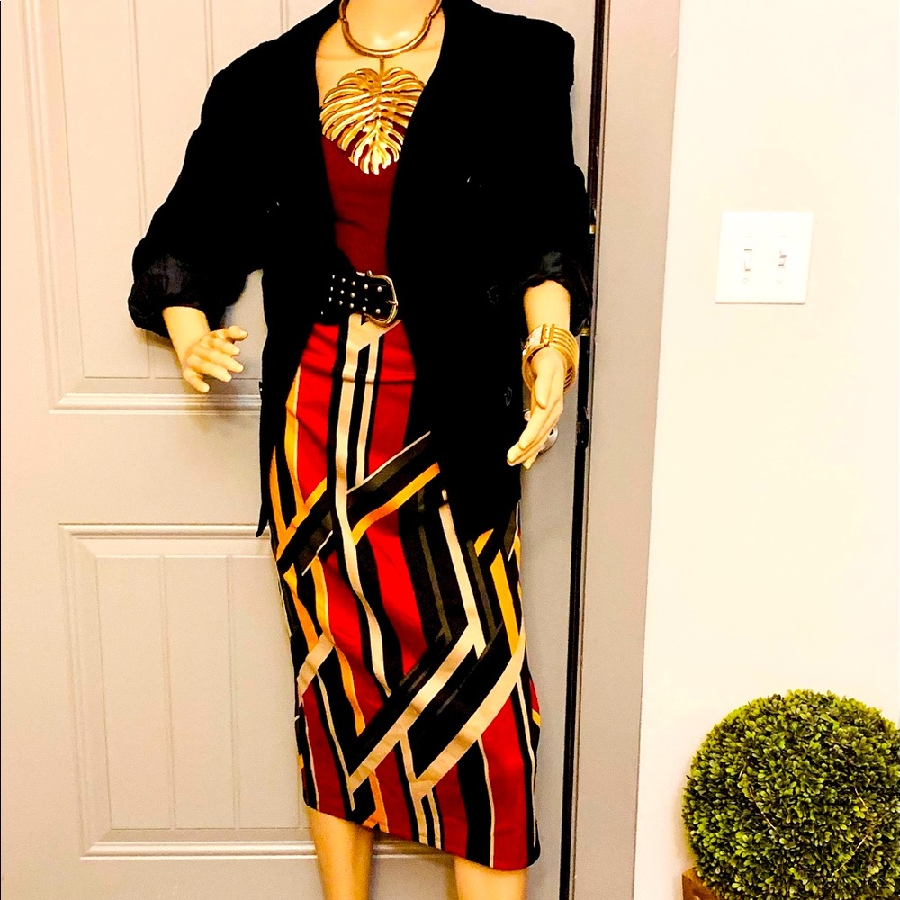 Size 16 black jacket and multi color skirt for sale😍